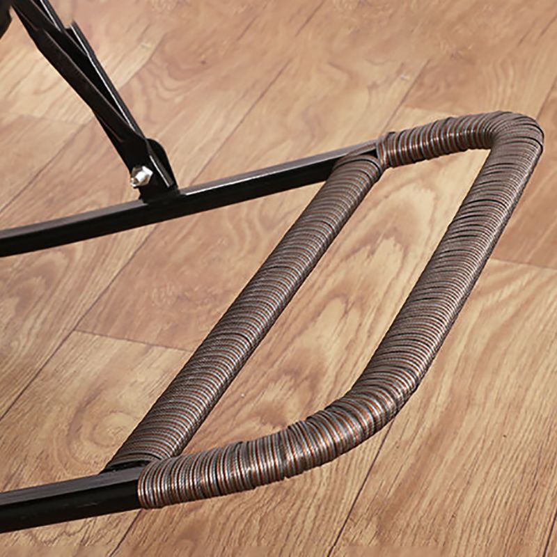 Modern Spindle Wicker Rocking Chair Metal Frame Wheel Handrail Design Rocker Chair