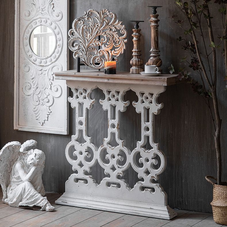 French Country Console Table Distressed Wood Accent Table for Hall