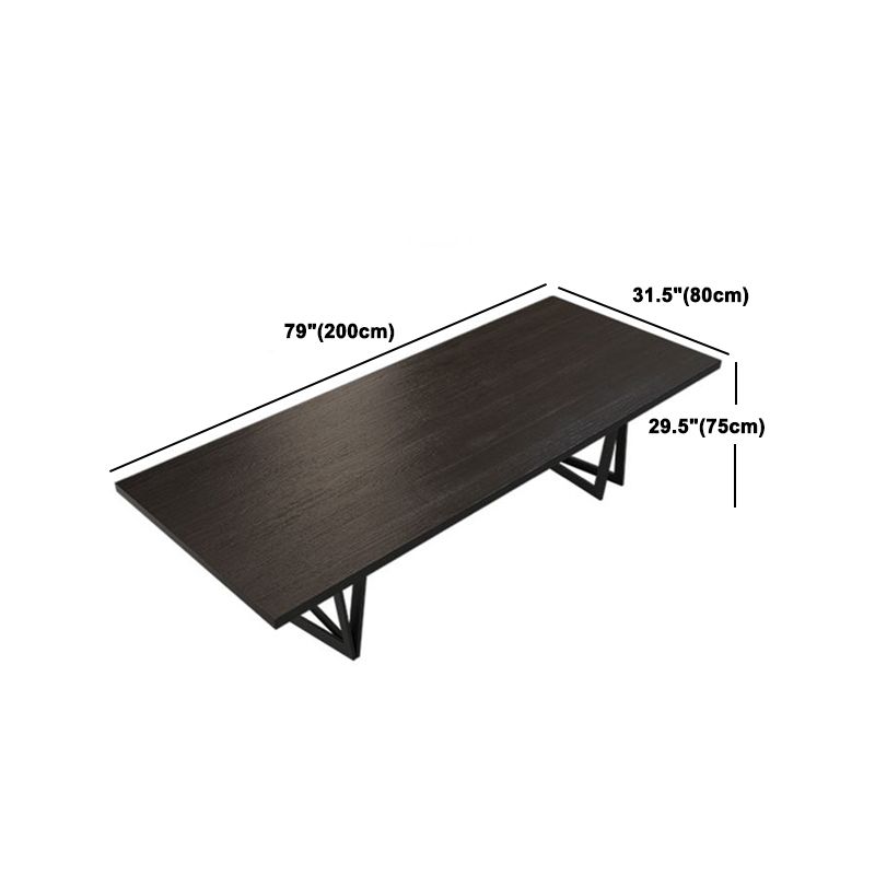 Industrial 1/2/7/9 Pièces Rectangle Ensemble de salle à manger en bois massif Table de table à manger en noir ensemble en noir