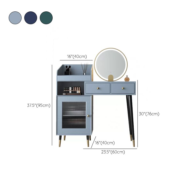 Contemporary Solid Wood Vanity Dressing Table with Mirror and Stool