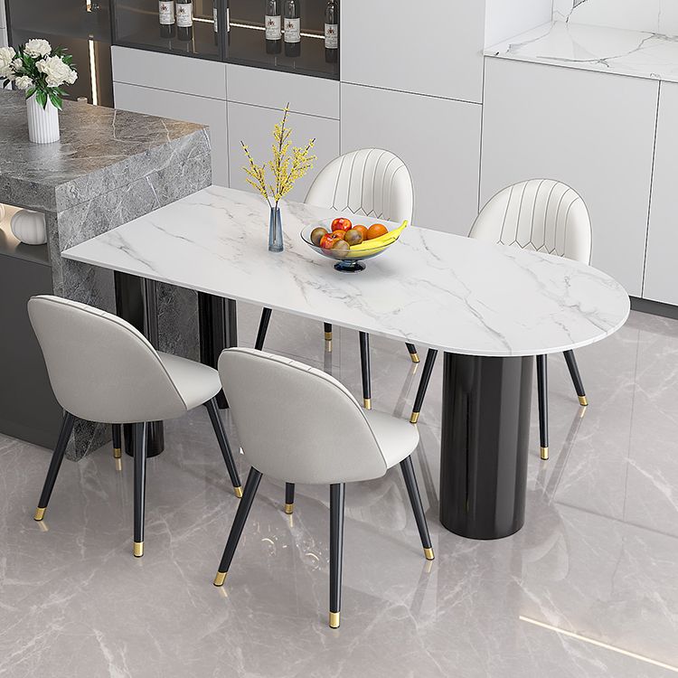 Metal Modern Free Form Dining Table Sintered Stone Table for Dining Room and Kitchen Clearhalo ' dining_table' 'Dining Tables & Seating' 'Dining Tables' 'furn' 'furn_dining_table' 'Furniture' 'furniture_dining_table' 'Kitchen & Dining Furniture' 'kitchen&dining_furn' 'kitchen' 'kitchen_dining_table' 1200x1200_9d940f77-1b32-4fa5-a7eb-28903bf55b4f