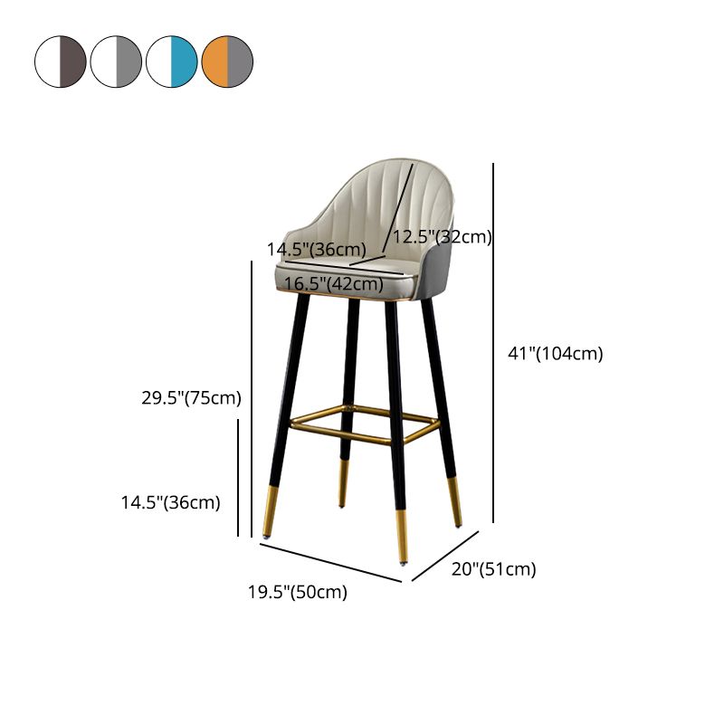 Contemporary Metal Leather Bar Stools Indoor Barstool with Footrest and Low Back Clearhalo 'Bar Furniture' 'Bar Stools' 'bar_stools' 'furn' 'furn_bar_stools' 'furniture_bar_stools' 'Kitchen & Dining Furniture' 'kitchen&dining_furn' 'kitchen' 'kitchen_furn' Furniture' 1200x1200_9d98d124-a354-474b-ba6e-0834d578d7c1
