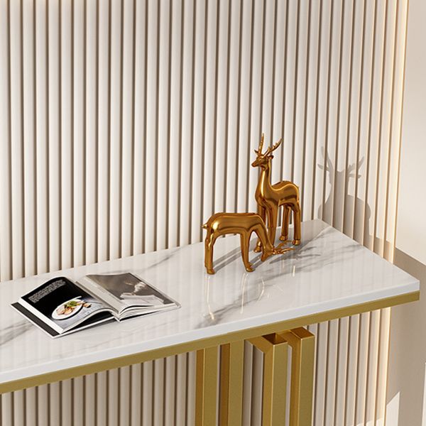 Tavolo accento console rettangolare glam tavolo da divano console di finitura antica in pietra