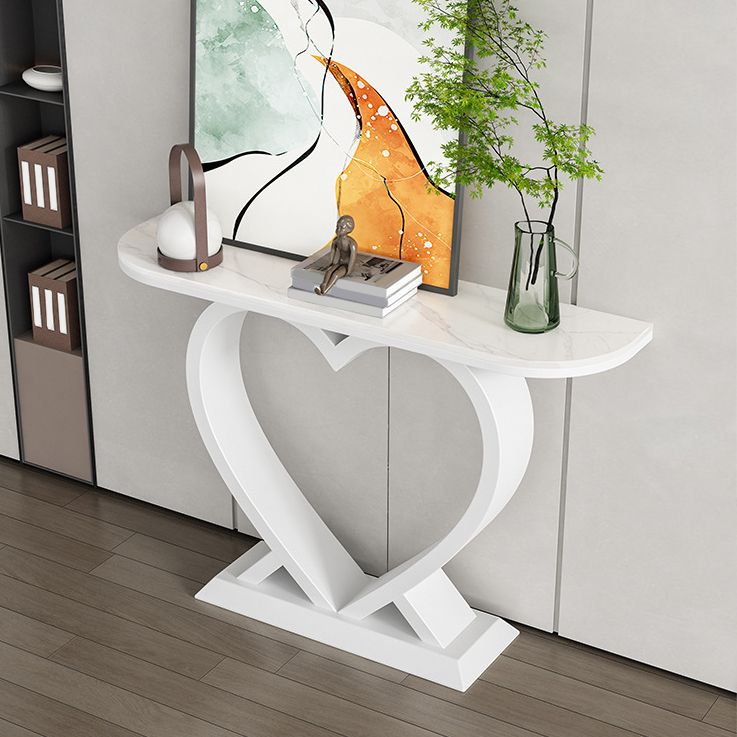 Tavolo accento in pietra glam tavolo da divano di divano di mezzo luna per sala