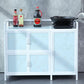 Modern Kitchen Metal Buffet/Console Cabinets Doors Dining Server in White Clearhalo 'buffet_sideboard' 'Buffets & Sideboards' 'furn' 'furn_buffet_sideboard' 'Furniture' 'Kitchen & Dining Furniture' 1200x1200_9d9aeb51-6966-43e2-b622-6eb3a070ce23