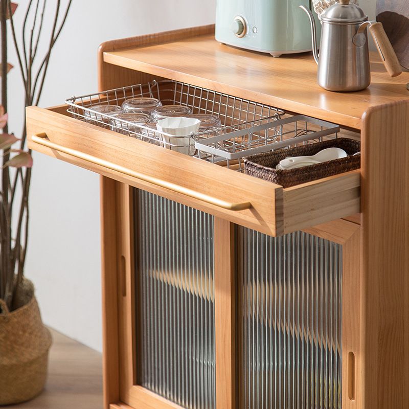 36.22"Tall 1- Drawer Wooden Cabinet , Glass Paned Rectangle Accent Cabinet