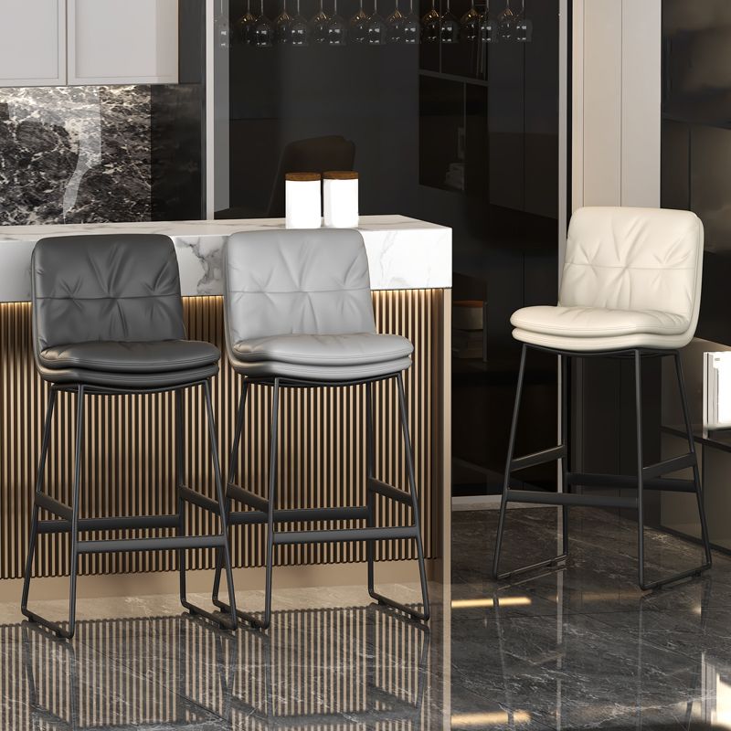 Faux Leather Bar Stools Industrial Metal Patio Bar Stool with Black Legs Clearhalo 'Bar Furniture' 'Bar Stools' 'bar_stools' 'furn' 'furn_bar_stools' 'Furniture' 'Kitchen & Dining Furniture' 1200x1200_9d9bb1a8-c032-47ec-bb24-20da0f15f304
