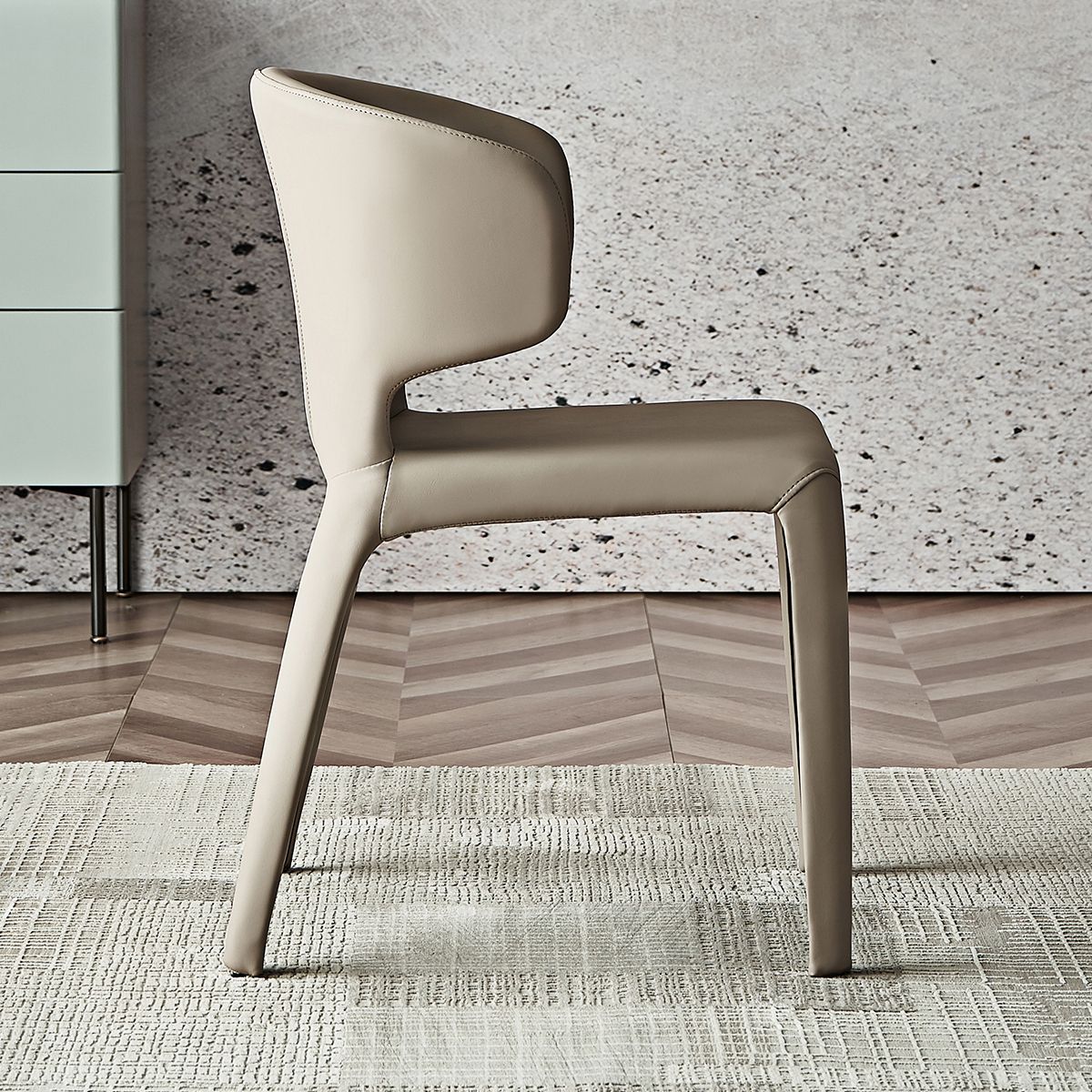 Modern Faux Leather Dining Chair Wingback Side Chair for Home Use Clearhalo ' kitchen&dining_furn' 'Dining Chairs' 'Dining Tables & Seating' 'dining_chair' 'furn' 'furn_dining_chair' 'Furniture' 'furniture_dining_chair' 'Kitchen & Dining Furniture' 'kitchen' 1200x1200_9d9c9c0c-2300-4497-b71c-0487c47566ea