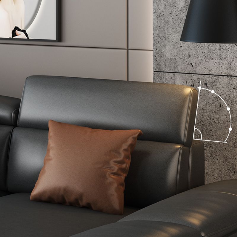 Black Faux Leather Sofa 33.46" H Pillow Top Arm Sofa & Chaise Clearhalo 'furn' 'furn_sectionals' 'Furniture' 'furniture_sectionals' 'Living Room Furniture' 'Sectionals' 1200x1200_9d9dd19a-195c-4314-906c-9c24ee780e8c
