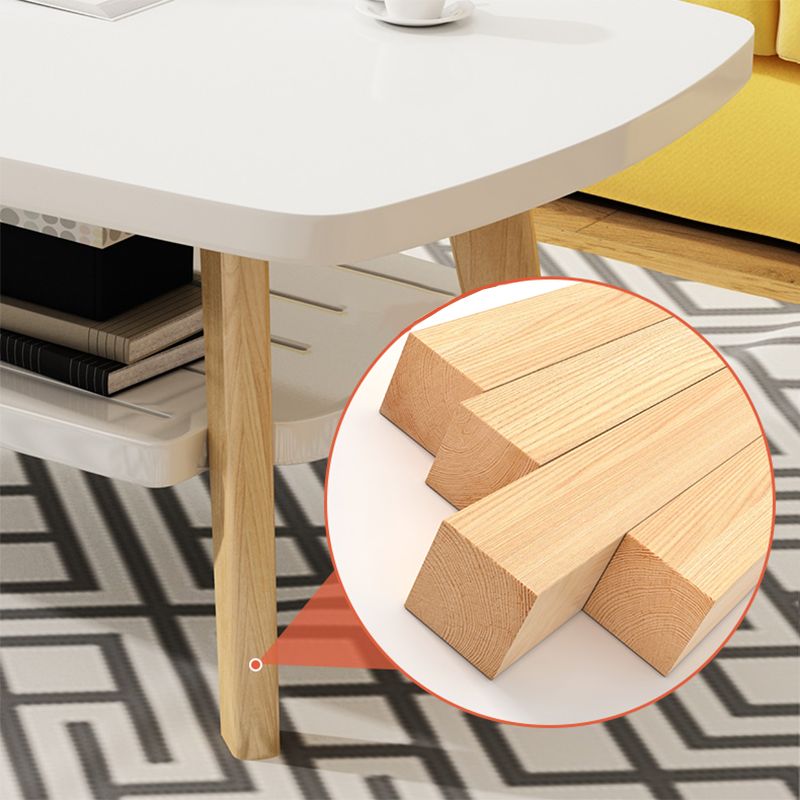 Nordic Style Rectangular 4 Legs Base Solid Wood Table with Storage Rack Coffee Table Clearhalo 'Coffee & Accent Tables' 'Coffee Tables' 'coffee_tables' 'furn' 'furn_coffee_tables' 'Furniture' 'Living Room Furniture' 1200x1200_9d9eb140-c9a4-4153-8c82-60d9f2472515