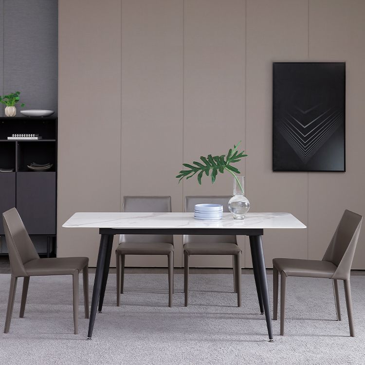 Industrial White Table for Restaurant Rectangle Dining Table with 4 Legs Clearhalo 'Dining Tables & Seating' 'Dining Tables' 'dining_table' 'furn' 'furn_dining_table' 'Furniture' 'Kitchen & Dining Furniture' 1200x1200_9d9ee8bc-1421-4440-a7e7-2536e61c8f0f