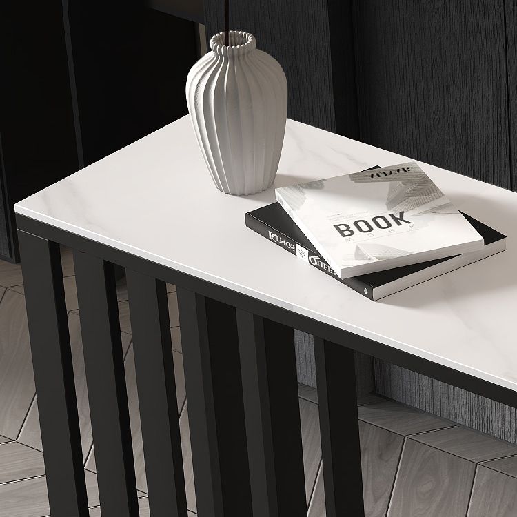 Tavolo da bistrot top di pietra rettangolare tavolo da pub moderno con base metallica