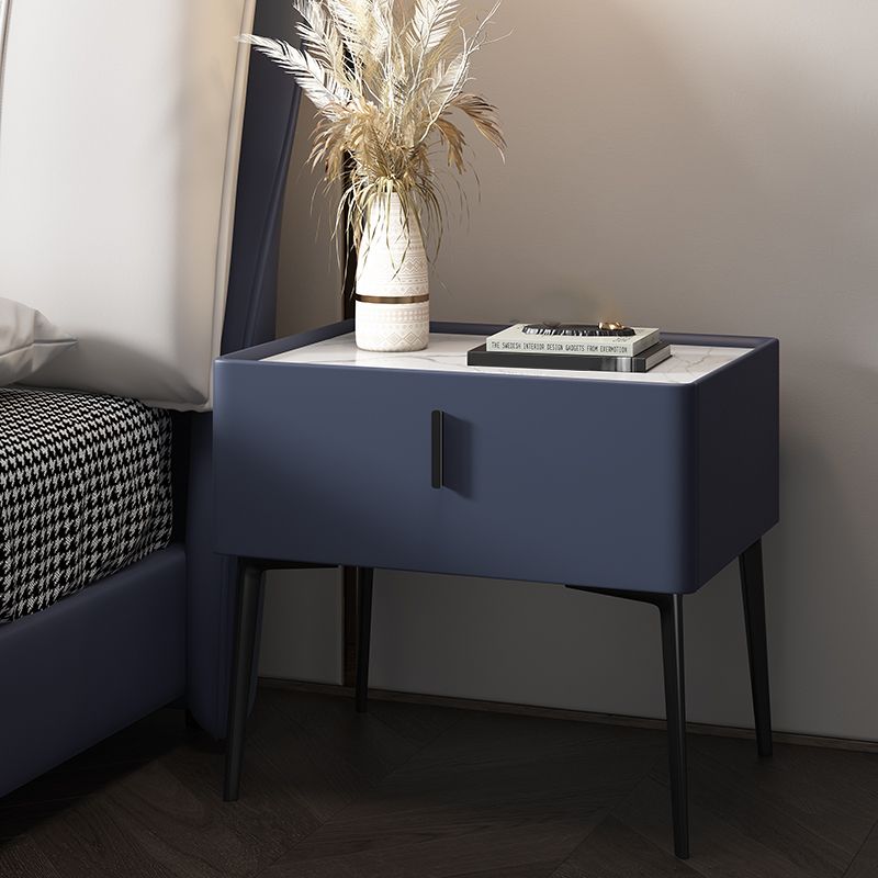 Mesa de acento contemporánea Mesa de mármol genuino y de cuero sintético