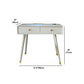 Dressing Table Made of White Solid Wood with 2 Drawers and 1 White Stool