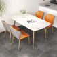 Set da tavolo da pranzo rettangolare glam 1/3/4/5 pezzi Dinette Set con top in pietra sinterizzata bianca