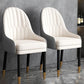 Faux Leather Dining Chairs Modern Parsons Arm Chair with Wood Legs