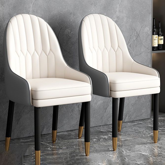Faux Leather Dining Chairs Modern Parsons Arm Chair with Wood Legs