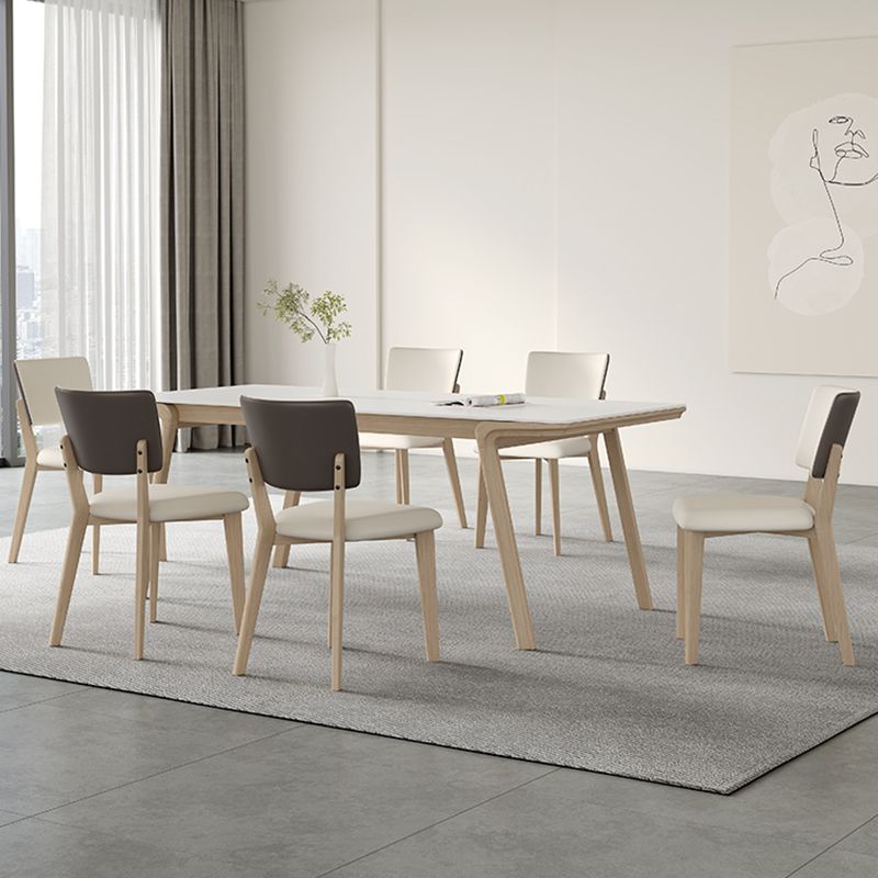 Mesa de comedor rectangular de madera maciza con 4 patas, mesa de comedor para comedor