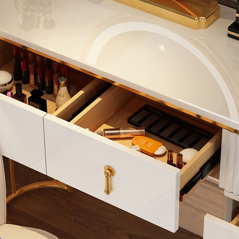 Mirrored Vanity Table and Stool Set Engineered Wood Vanity Desk