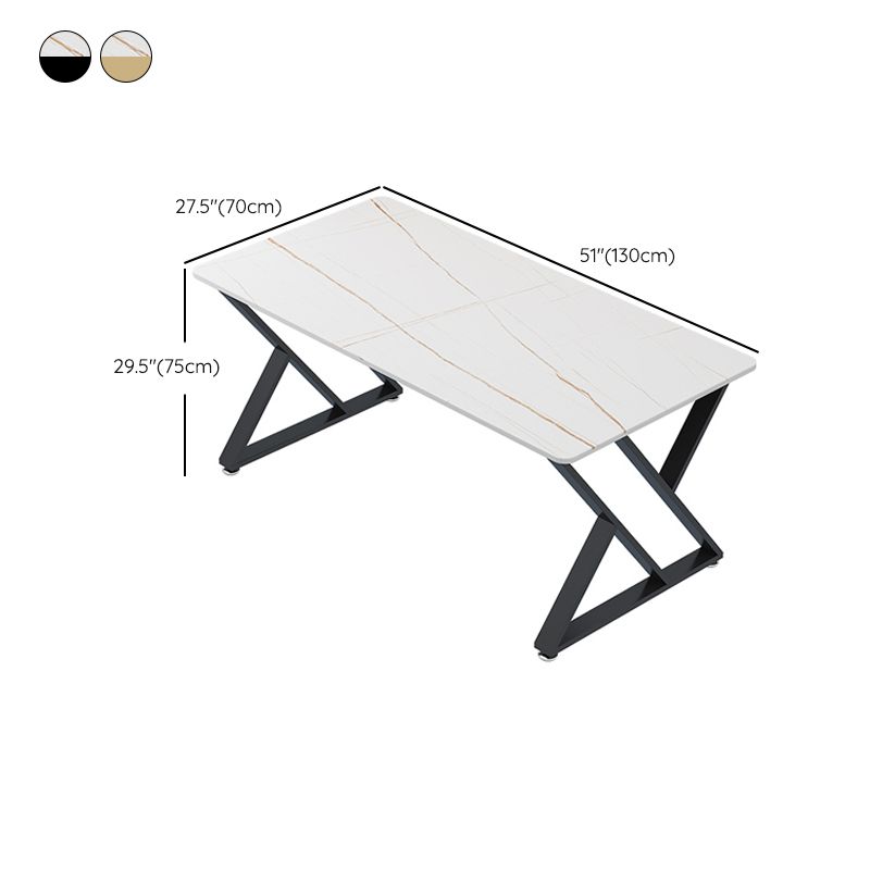 Glam Style Stone Computer Desk Rectangular Office Desk with Metal Legs Clearhalo 'furn' 'furn_office_desk' 'Furniture' 'Office Desks' 'Office Furniture' 'office_desk' 1200x1200_9da2b526-c651-4c7f-9cb5-1c2ba57b0efb