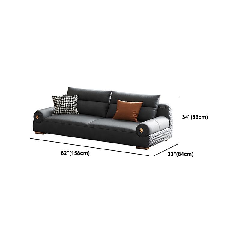 Stain Resistant Faux Leather Round Arm Sofa Standard Sofa with Sewn Pillow Back Clearhalo 'furn' 'furn_sofas' 'Furniture' 'Living Room Furniture' 'Sofa' 'sofas' 1200x1200_9da2e660-2191-4969-956a-934505546ffd
