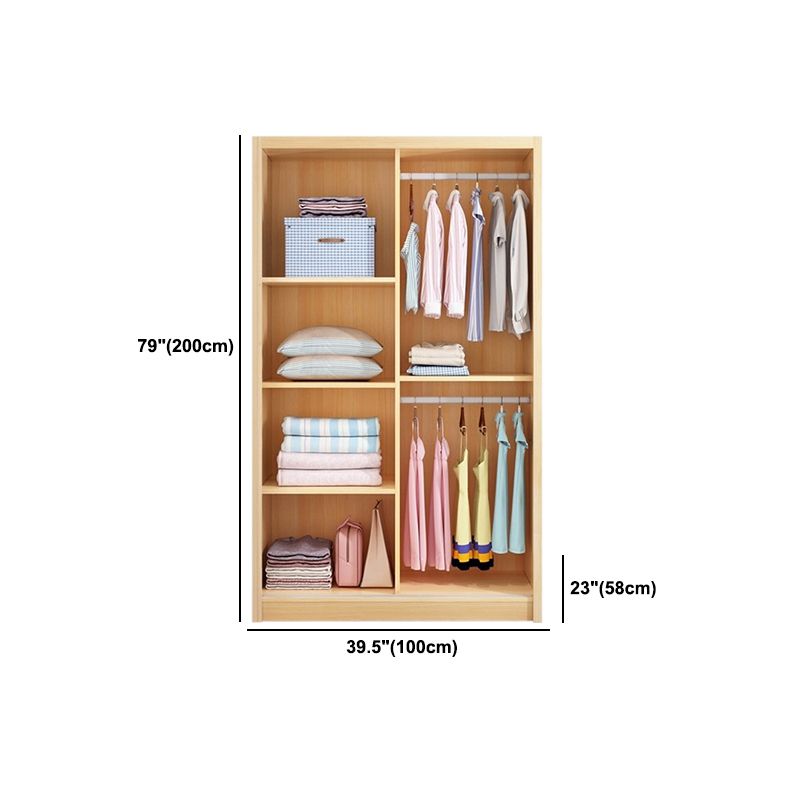 Modern Pine Wood Storage Cabinet Natural Finish Armoire for Home