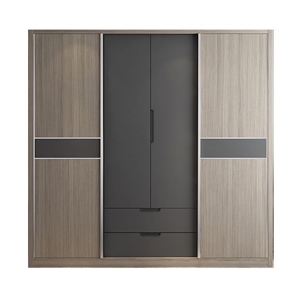 Sliding Contemporary Wardrobe Armoire Wooden Storage Cabinet with Shelves
