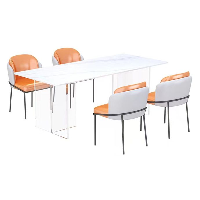 Modern 1/5 Pieces Dining Set Rectangle Stone Dining Table for Dining Room Clearhalo 'Dining Room Sets' 'Dining Tables & Seating' 'dining_room_set' 'furn' 'furn_dining_room_set' 'Furniture' 'Kitchen & Dining Furniture' 1200x1200_9da4551a-d00e-4692-9111-a3263551a3df
