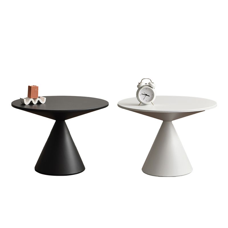 Table d'angle contemporaine metal rond piédestal latérale