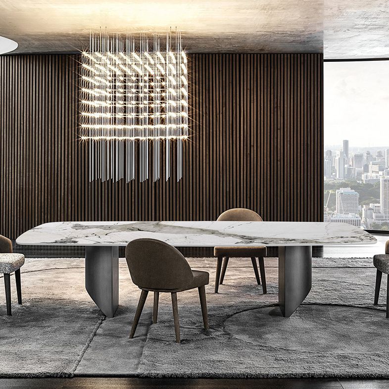 Modern Style Sintered Stone Dining Table Rectangle Table with Double Pedestal Base Clearhalo ' dining_table' 'Dining Tables & Seating' 'Dining Tables' 'furn' 'furn_dining_table' 'Furniture' 'furniture_dining_table' 'Kitchen & Dining Furniture' 'kitchen&dining_furn' 'kitchen' 'kitchen_dining_table' 1200x1200_9da70563-147a-4134-b6ab-aec3c6fa66c3