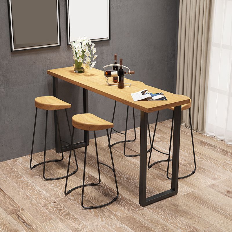 Modern 1/4/5 Pieces Bar Table Set Rectangle Wood Counter Table with High Stools for Cafe Clearhalo 'Bar Furniture' 'furn' 'furn_home_bar_bar_sets' 'Furniture' 'Home Bars & Bar Sets' 'home_bar_bar_sets' 'Kitchen & Dining Furniture' 1200x1200_9da7c0cf-9b4e-4b62-83f9-e646da339226