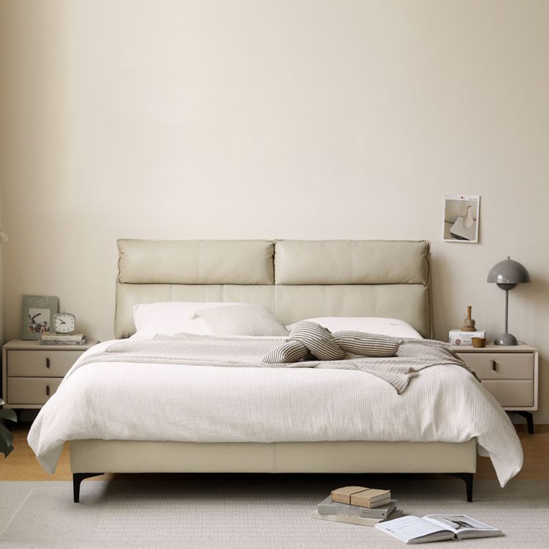 Leather Standard Bed Contemporary Wood Frame Bed with Upholstered Headboard Clearhalo 'Bedroom Furniture' 'Beds' 'furn' 'furn_beds' 'Furniture' 1200x1200_9da981fe-240d-4aff-9f72-cc4a1da7c4b3