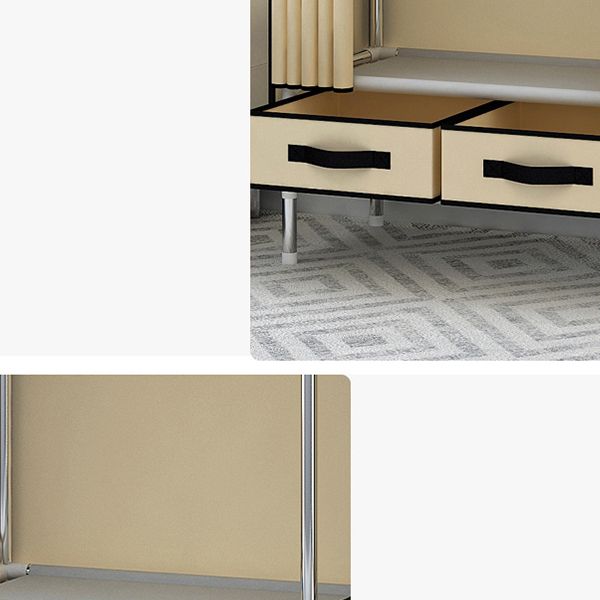 Matte Finish Wardrobe for Home Modern Style Storage Cabinet with Metal Frame