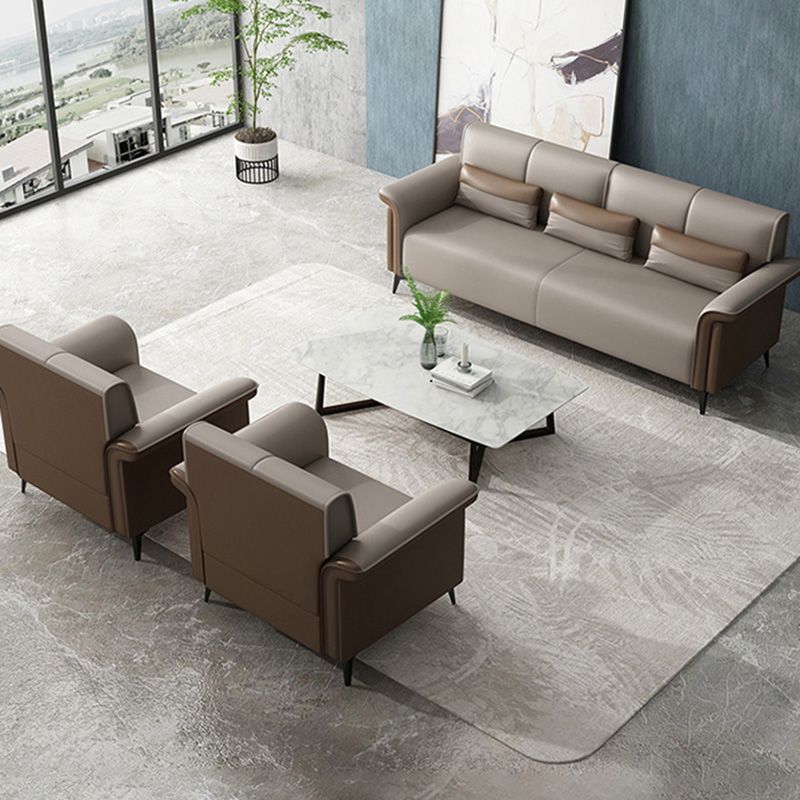 Faux Cuir évasé canapé contemporain canapé avec coussins