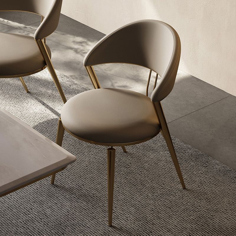 Glam -stijl armloze eetkamerstoelen faux lederen open achterkant eetstoelstoel