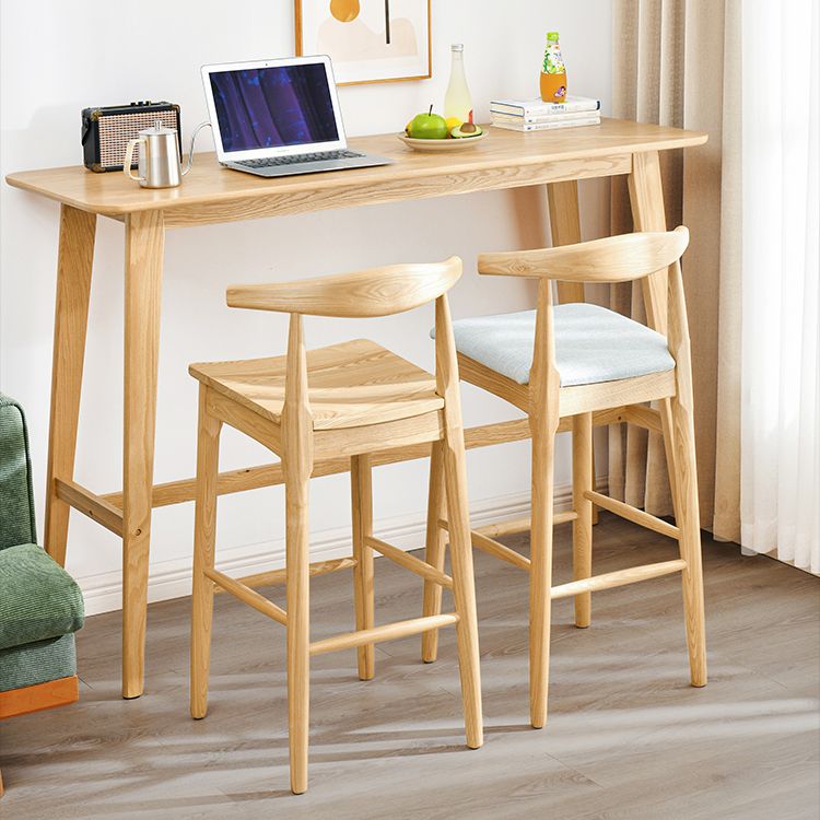 Eigentijdse massief houten bar-eettafel, rechthoekige bartafel in naturel