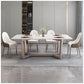 Standard Marble Top Dining Set with Metallic Legs Base for Dining Furniture Clearhalo 'Dining Room Sets' 'Dining Tables & Seating' 'dining_room_set' 'furn' 'furn_dining_room_set' 'Furniture' 'furniture_dining_room_set' 'Kitchen & Dining Furniture' 'kitchen&dining_furn' 'kitchen' 1200x1200_9dafb207-caf3-4375-96a3-b6fd72f17218