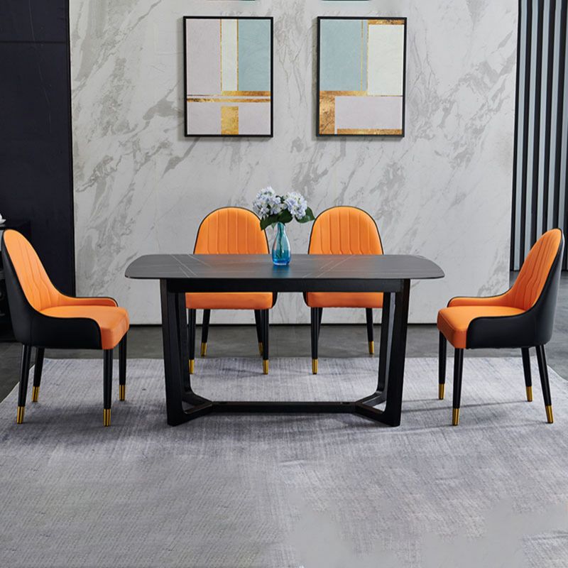 Scandinavian Leather Dining Chairs with Wood Legs Arm Solid Back Dining Side Chair Clearhalo 'Dining Chairs' 'Dining Tables & Seating' 'dining_chair' 'furn' 'furn_dining_chair' 'Furniture' 'furniture_dining_chair' 'Kitchen & Dining Furniture' 1200x1200_9db1493b-b9e5-4177-a353-27ebaae8857b