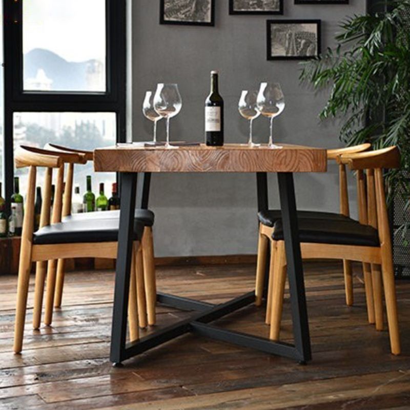 Natural Finish Solid Wood Dining Set 1/2/5 Pcs Industrial Dinette Table Set for Home Clearhalo 'Dining Room Sets' 'Dining Tables & Seating' 'dining_room_set' 'furn' 'furn_dining_room_set' 'Furniture' 'Kitchen & Dining Furniture' 1200x1200_9db220c9-e5fd-4099-aae2-fa3b9b03ce62