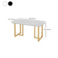 Slate and Metal Table Glam Style Restaurant Rectangular Dining Table