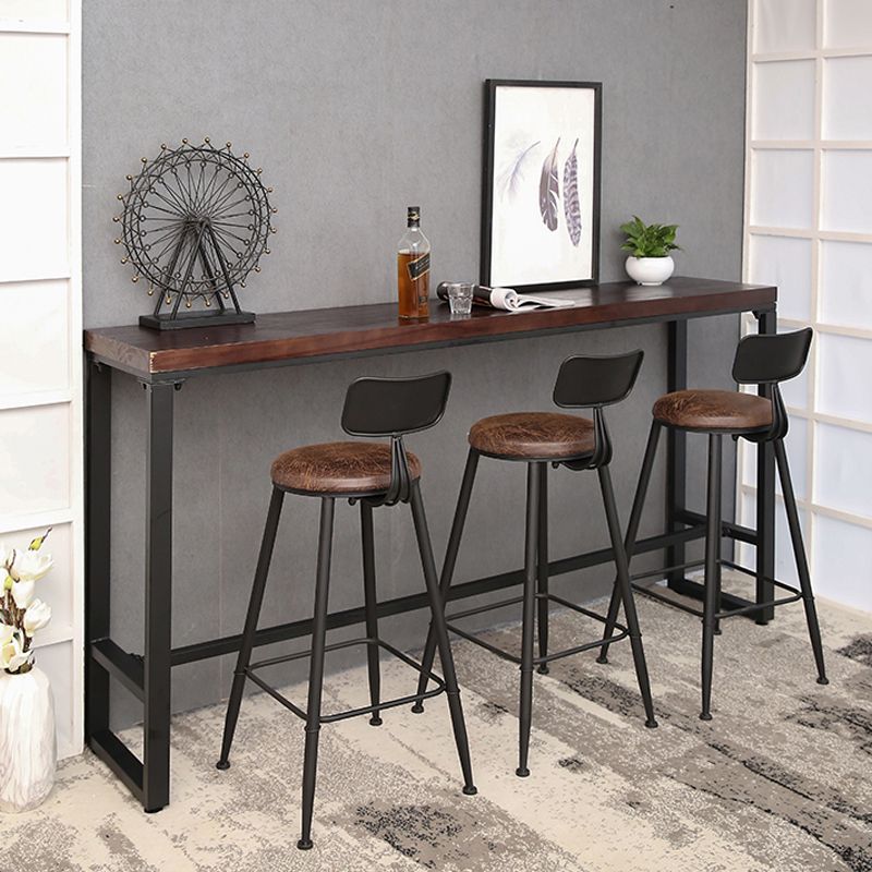 Industrieller Bistro-Bartisch aus massivem Holz, rechteckiger Bartisch mit Metallgestell