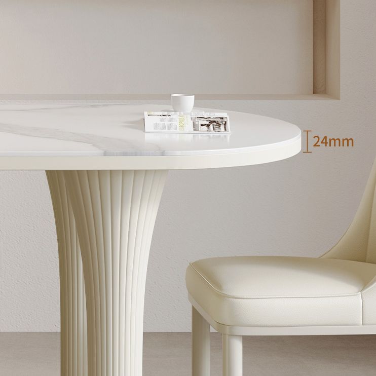Modern Oval Stone Top Dining Table with Wood Legs for Living Room Clearhalo 'Dining Tables & Seating' 'Dining Tables' 'dining_table' 'furn' 'furn_dining_table' 'Furniture' 'Kitchen & Dining Furniture' 1200x1200_9db35df4-f00a-4e53-848c-b923ec488201