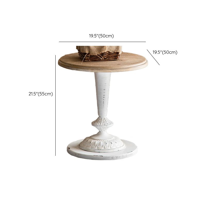 Table d'extrémité en bois massif de forme ronde avec table d'angle de base en métal pour le salon