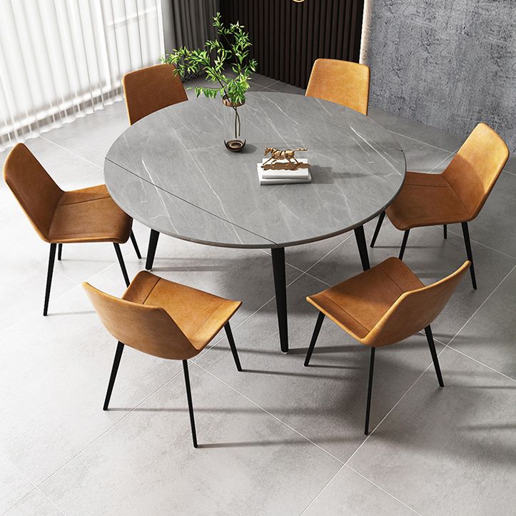 4-foot Stone Dinette Table Simplicity Style Round Dining Table with Drop Leaf Clearhalo ' dining_table' 'Dining Tables & Seating' 'Dining Tables' 'furn' 'furn_dining_table' 'Furniture' 'furniture_dining_table' 'Kitchen & Dining Furniture' 'kitchen&dining_furn' 'kitchen' 'kitchen_dining_table' 1200x1200_9db4cf28-36c7-4118-8363-d3d4b48132d0