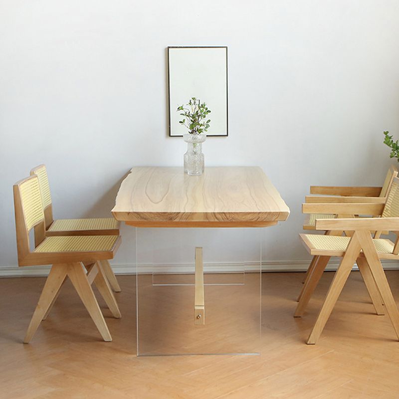 Table à manger spécialisée marron moderne en bois massif pour cuisine