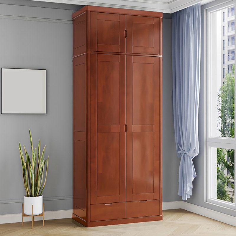 Contemporary Style Wardrobe Armoire Solid Wood Wardrobe Closet with Doors and Drawers Clearhalo 'Armoires & Wardrobes' 'armoires_wardrobes' 'Bedroom Furniture' 'furn' 'furn_armoires_wardrobes' 'Furniture' 1200x1200_9db66f58-22ca-4d1b-a7c4-3fabb1f56b4d