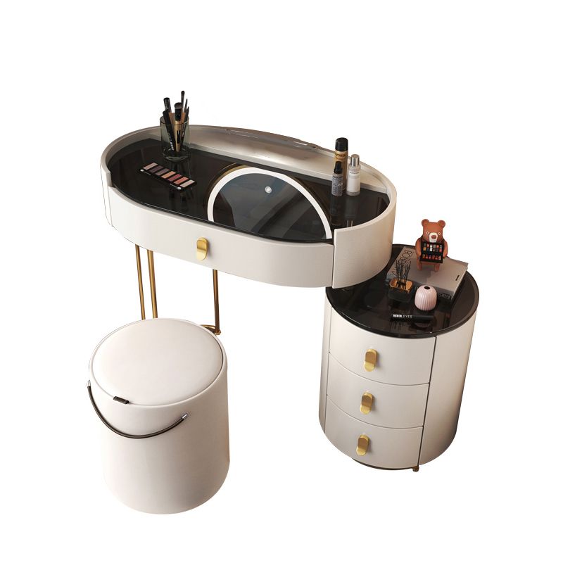 Glass Top Makeup Vanity Desk Lighted Mirror Vanity Dressing Table Set Clearhalo 'Bedroom Furniture' 'furn' 'furn_makeup_vanities' 'Furniture' 'Makeup Vanities' 'makeup_vanities' 1200x1200_9db720b9-5d0a-4b44-9347-8a17897b8677