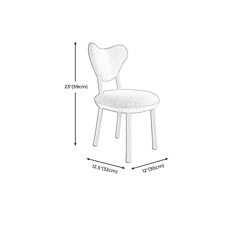 Nordic Tight Back Armless Chair Wool Accent Chair with Basic Four Legs