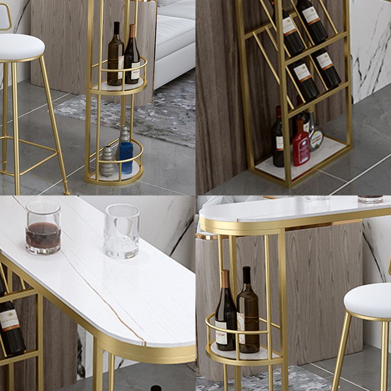 Glam Iron Bar Table Faux Marble White Top 41.3"H Bistro Table with Wine Glass Holders Clearhalo 'Bar Furniture' 'Bar Tables' 'bar_tables' 'furn' 'furn_bar_tables' 'Furniture' 'furniture_bar_tables' 'Kitchen & Dining Furniture' 'kitchen&dining_furn' 'kitchen' 1200x1200_9db92722-a237-4b17-9d4e-77f234003f42