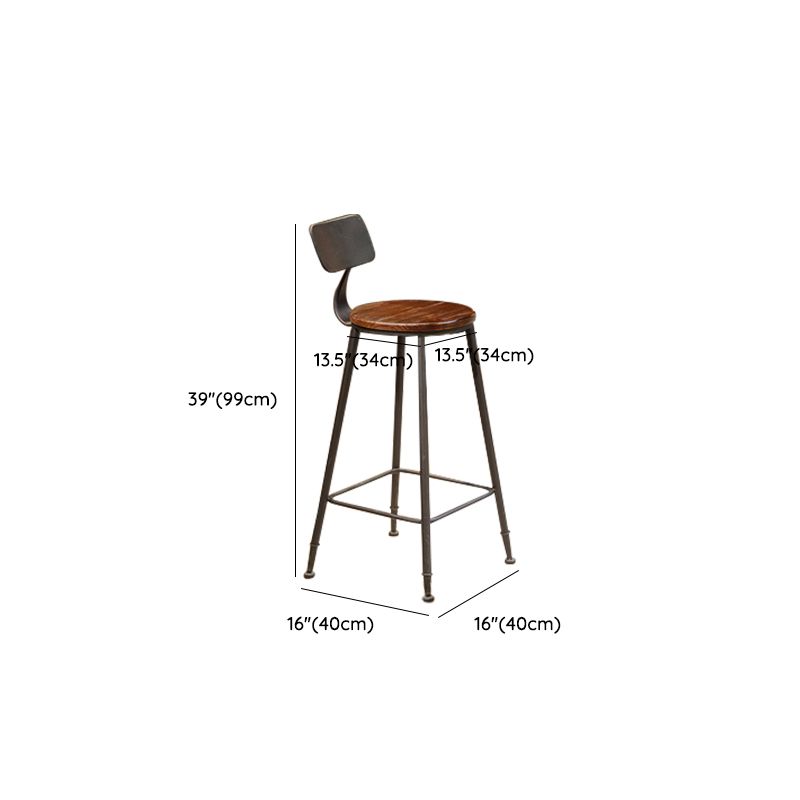 Tabouret de salle à manger industriel sans accoudoirs, tabouret de bar à dossier bas avec base en métal